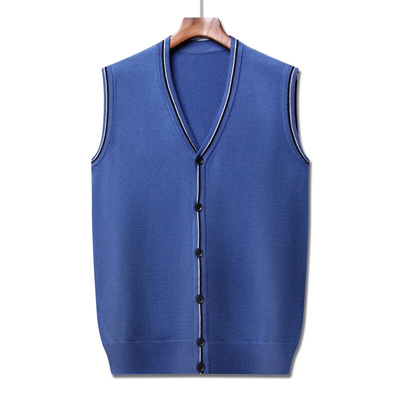Muški pleteni prsluk Vuneni pulover Kardigan bez rukava s gumbima V izrez Jednobojna ležerna moda Basic za jesen zimu 00014