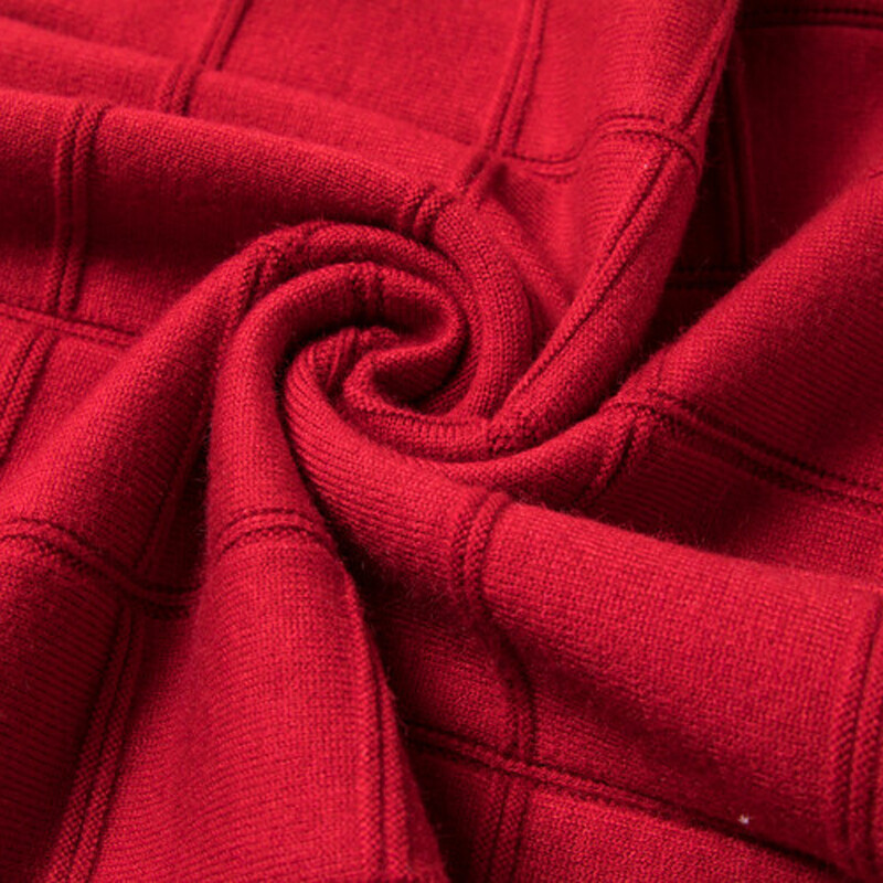 Muškarci, tinejdžeri, 8% vuneni pleteni tenk prsluk, džemperi bez rukava, gornji dijelovi džempera, osnovni za jesen i zimu, s V izrezom, jednobojni crno crveni 00053