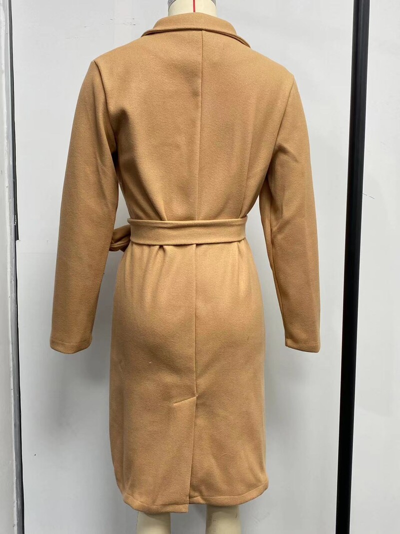 Ευρωπαϊκά και αμερικανικά παλτό φθινοπώρου και χειμώνα για γυναικεία ρούχα Μονόχρωμο πέτο μακρυμάνικα μάλλινα γυναικεία παλτό Simple st