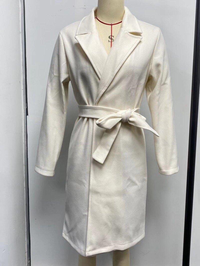 Ευρωπαϊκά και αμερικανικά παλτό φθινοπώρου και χειμώνα για γυναικεία ρούχα Μονόχρωμο πέτο μακρυμάνικα μάλλινα γυναικεία παλτό Simple st