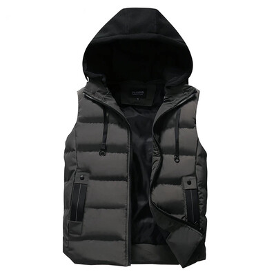 Vestă pentru bărbați, iarnă, impermeabilă, caldă, fără mâneci, pentru bărbați, la modă, cu glugă, ocazională, pentru bărbați, toamnă, vestă îngroșată