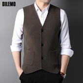 Vrhunski novi jesenski modni brend Slim Fit pleteni kardigan džemper prsluk Muška vintage zimska vunena ležerna muška odjeća bez rukava