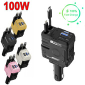 4 U 1 Punjač za automobil koji se uvlači, USB tip C Brzi punjač za iPhone Huawei 4 u 1 Adapter za upaljač za brzo punjenje QC3.0