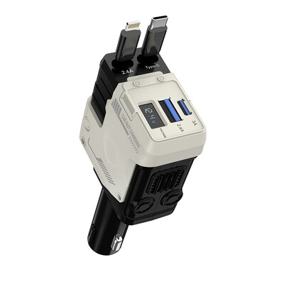 4 U 1 Punjač za automobil koji se uvlači, USB tip C Brzi punjač za iPhone Huawei 4 u 1 Adapter za upaljač za brzo punjenje QC3.0