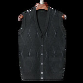 Muški prsluk bez rukava s V-izrezom Klasična poslovna gospodska pletenina Muška pletena odjeća