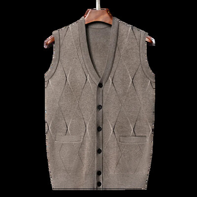 Muški prsluk bez rukava s V-izrezom Klasična poslovna gospodska pletenina Muška pletena odjeća
