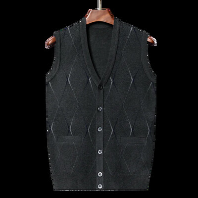 Muški prsluk bez rukava s V-izrezom Klasična poslovna gospodska pletenina Muška pletena odjeća