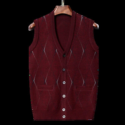 Muški prsluk bez rukava s V-izrezom Klasična poslovna gospodska pletenina Muška pletena odjeća