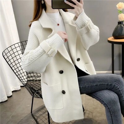 Pardesiu de lână pentru femei 2024, toamnă iarnă, stiluri medii și lungi, haină pentru femei, versiunea coreeană, cardigan pentru femei, jachetă groasă de lână