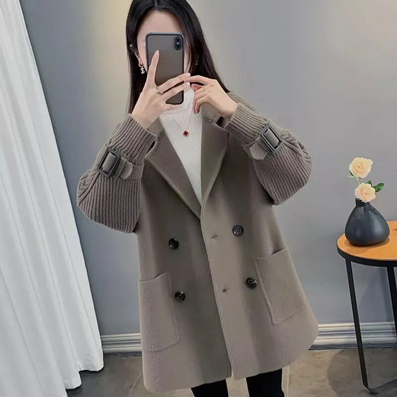 Pardesiu de lână pentru femei 2024, toamnă iarnă, stiluri medii și lungi, haină pentru femei, versiunea coreeană, cardigan pentru femei, jachetă groasă de lână
