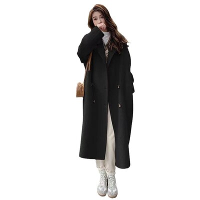 2024. aasta sügis- ja talv uus kolledži stiilis roosa villane mantel, naiste kõrgekvaliteediline villane mantel