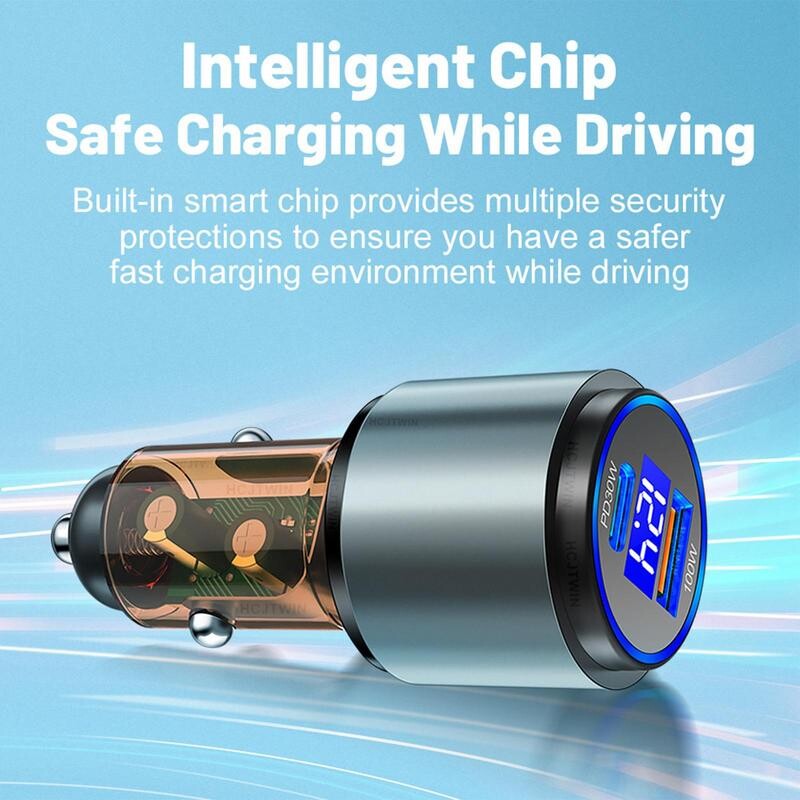 Autolaadija 100 W telefoni USB auto kiirlaadimisadapter Universaalne autolaadija port sigaretisüütaja rummu jaotur LED-ekraaniga