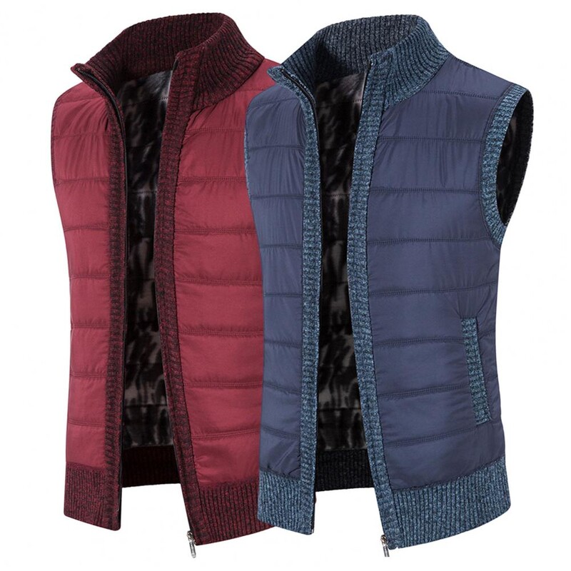 Muški zimski prsluk Deblji samostojeći ovratnik Zaštita za vrat bez rukava Mekani topli plišani kardigan Muški prsluk Zimski prsluk s elastičnim porubom