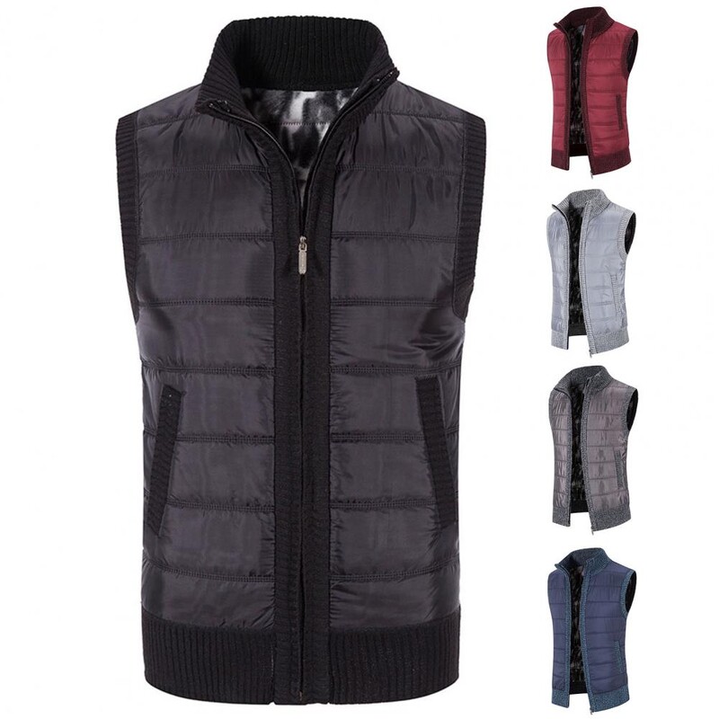 Muški zimski prsluk Deblji samostojeći ovratnik Zaštita za vrat bez rukava Mekani topli plišani kardigan Muški prsluk Zimski prsluk s elastičnim porubom