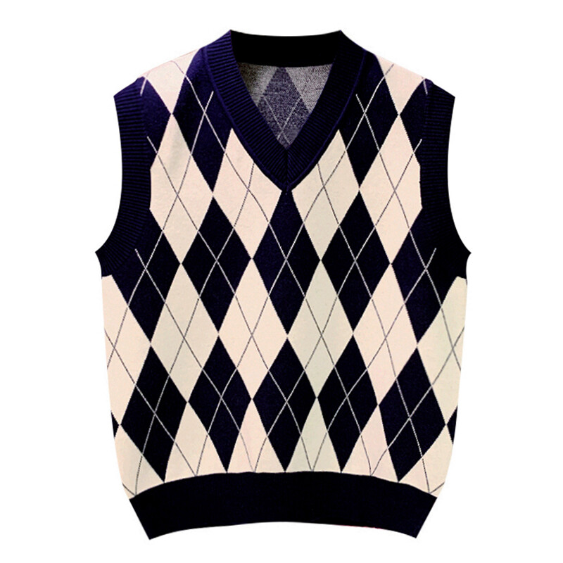 2024 uued meeste kevad-sügis kontrastvärvi ruuduline vest Meeste äri kootud vest meeste V-kaelusega kampsun varrukateta topid K468