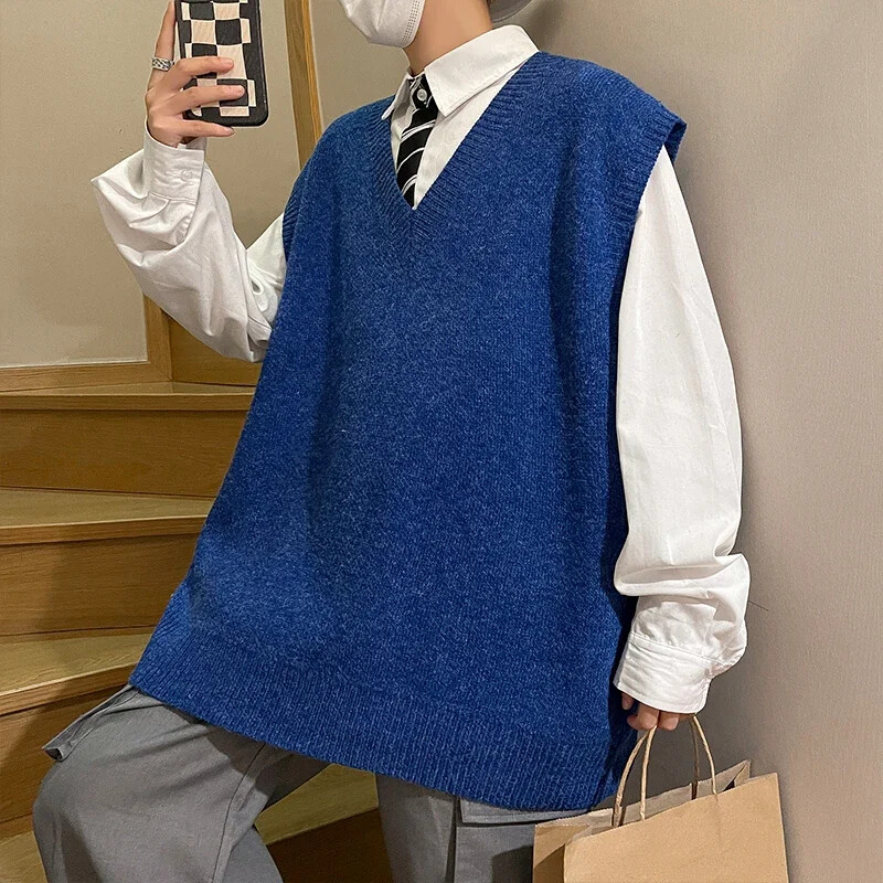 Muški ležerni prsluk Topla i udobna vesta u jesen i zimu Osnovni pulover bez rukava s O-izrezom