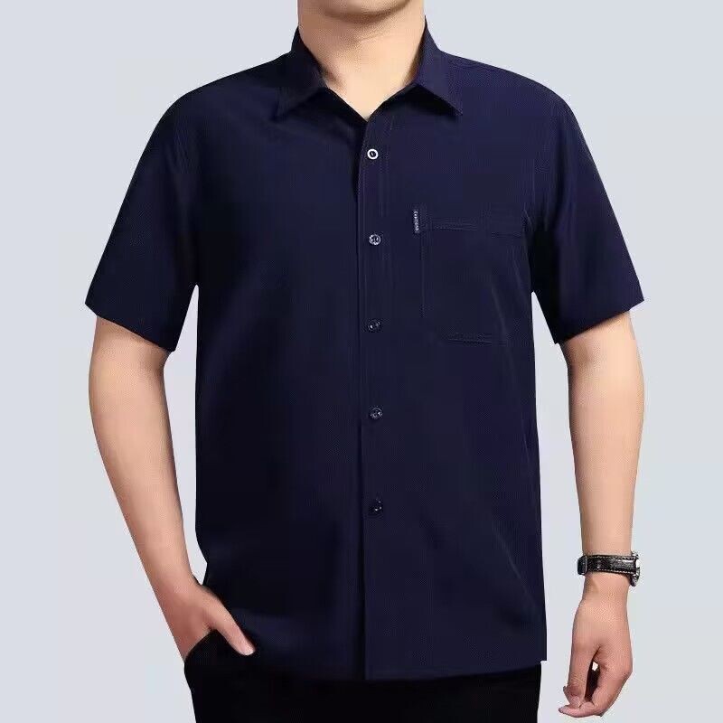 Cămăși de mătase cu gheață răcoritoare pentru bărbați 2024, bluze cu mânecă scurtă, respirabile, pentru bărbați, noi, solide, casual, cămăși sociale I72