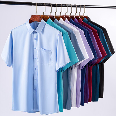 Cămăși antirid pentru bărbați Cămăși de rochie cu mâneci scurte pentru bărbați Slim Fit Camisa Social Business Bluză Cămașă albă de buzunar S-6XL 7XL