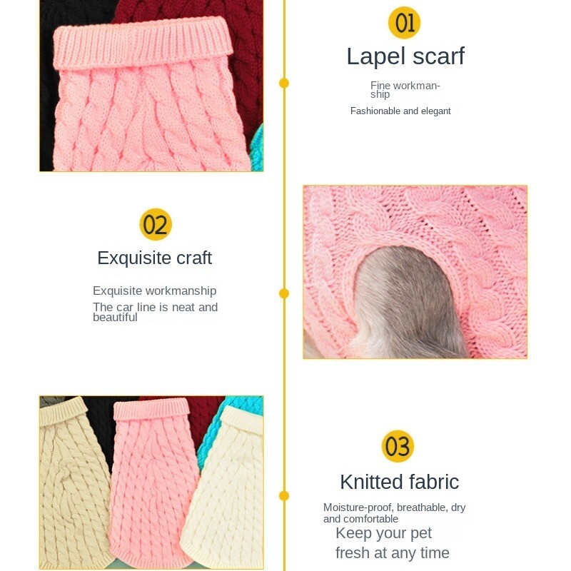 Pulovere pentru câini, iarnă, haine calde pentru câini, cu gât tricotat, îmbrăcăminte pentru animale de companie, cățeluș, pisică, pulover, vestă, chihuahua, Yorkie, vânzări cu ridicata