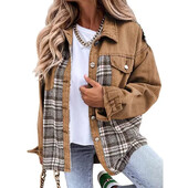 2024. Novi jesenski ženski kaput s gumbima Proljetni nepravilni gornji dijelovi Gornja odjeća Mujer Vintage modna karirana traper jakna s printom na šare Elegantna