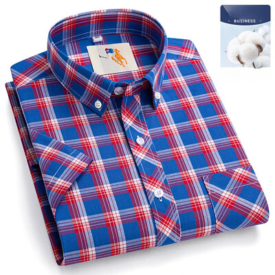 Novo u košulji veće veličine 8xl Modne korejske 100% pamučne košulje kratkih rukava za muškarce uske svečane košulje karirana havajska odjeća