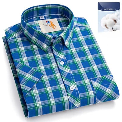 Novo u košulji veće veličine 8xl Modne korejske 100% pamučne košulje kratkih rukava za muškarce uske svečane košulje karirana havajska odjeća