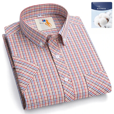 Novo u košulji veće veličine 8xl Modne korejske 100% pamučne košulje kratkih rukava za muškarce uske svečane košulje karirana havajska odjeća