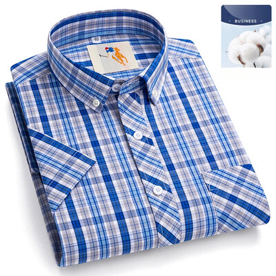 Novo u košulji veće veličine 8xl Modne korejske 100% pamučne košulje kratkih rukava za muškarce uske svečane košulje karirana havajska odjeća