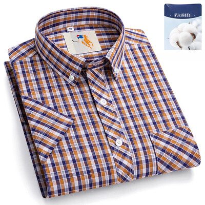 Novo u košulji veće veličine 8xl Modne korejske 100% pamučne košulje kratkih rukava za muškarce uske svečane košulje karirana havajska odjeća