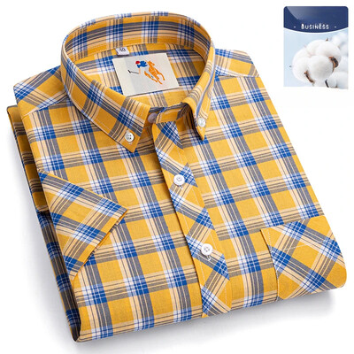 Novo u košulji veće veličine 8xl Modne korejske 100% pamučne košulje kratkih rukava za muškarce uske svečane košulje karirana havajska odjeća