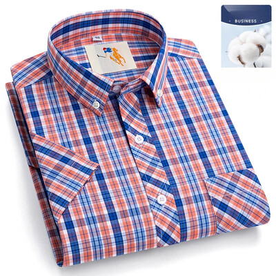 Novo u košulji veće veličine 8xl Modne korejske 100% pamučne košulje kratkih rukava za muškarce uske svečane košulje karirana havajska odjeća