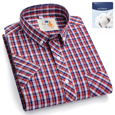 Novo u košulji veće veličine 8xl Modne korejske 100% pamučne košulje kratkih rukava za muškarce uske svečane košulje karirana havajska odjeća