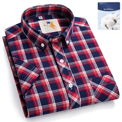 Novo u košulji veće veličine 8xl Modne korejske 100% pamučne košulje kratkih rukava za muškarce uske svečane košulje karirana havajska odjeća