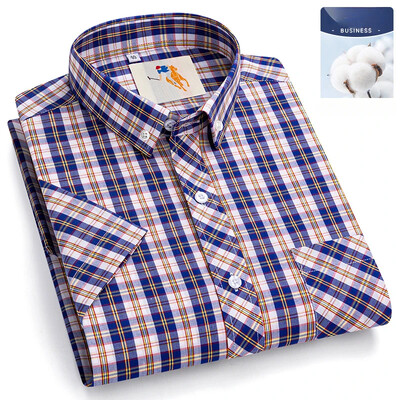 Novo u košulji veće veličine 8xl Modne korejske 100% pamučne košulje kratkih rukava za muškarce uske svečane košulje karirana havajska odjeća