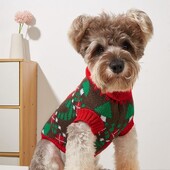 Božićni pulover za kućne ljubimce Pleteni pulover srednjeg visokog ovratnika, topao dijamantni mrežasti uzorak, udobna jesenska i zimska odjeća za kućne ljubimce