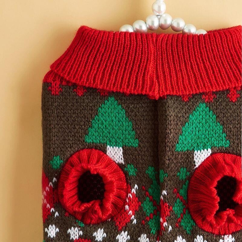 Božićni pulover za kućne ljubimce Pleteni pulover srednjeg visokog ovratnika, topao dijamantni mrežasti uzorak, udobna jesenska i zimska odjeća za kućne ljubimce