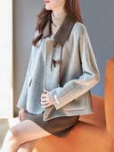 Jesen Zima Novi ženski kaputi Korejski kaputi od deblje vune i mješavine Kaputi s rasklopnim ovratnikom Modni ženski kaput s kopčom od bikovog roga