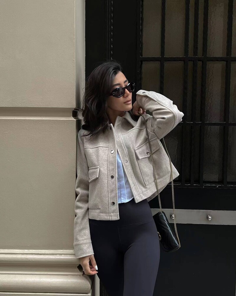 Y2K TRAF 4 boje Ženska jakna 2024 Chic otvoreni ovratnik s džepovima Proljeće Jesen Kaput Ženske elegantne jednobojne jakne Gornja odjeća