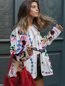 Ženska jakna s boemskim vintage printom, modna modna jakna s O-izrezom, jednoredno kopčanje s punim rukavima, ženski jesenski ženski kaputi 2024., ulična odjeća