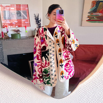 Ženska jakna s boemskim vintage printom, modna modna jakna s O-izrezom, jednoredno kopčanje s punim rukavima, ženski jesenski ženski kaputi 2024., ulična odjeća