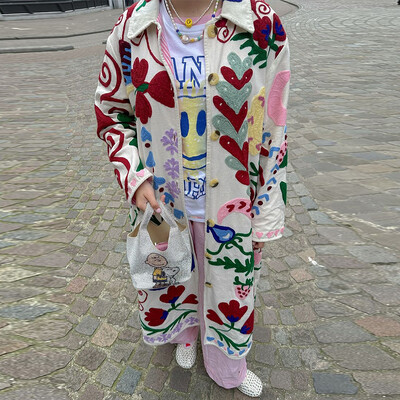 Ženska jakna s boemskim vintage printom, modna modna jakna s O-izrezom, jednoredno kopčanje s punim rukavima, ženski jesenski ženski kaputi 2024., ulična odjeća