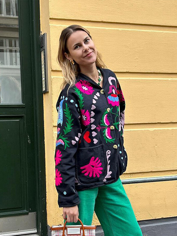 Ženska jakna s boemskim vintage printom, modna modna jakna s O-izrezom, jednoredno kopčanje s punim rukavima, ženski jesenski ženski kaputi 2024., ulična odjeća