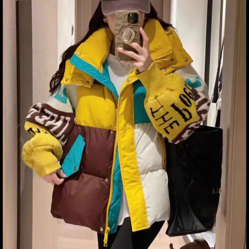 Μπουφάν με κουκούλα με φερμουάρ μακρυμάνικο γράμμα λουλούδι με επένδυση μοντέρνο χαλαρό, πλεκτό, νέα τάση, Φθινόπωρο και Χειμώνας, 2024