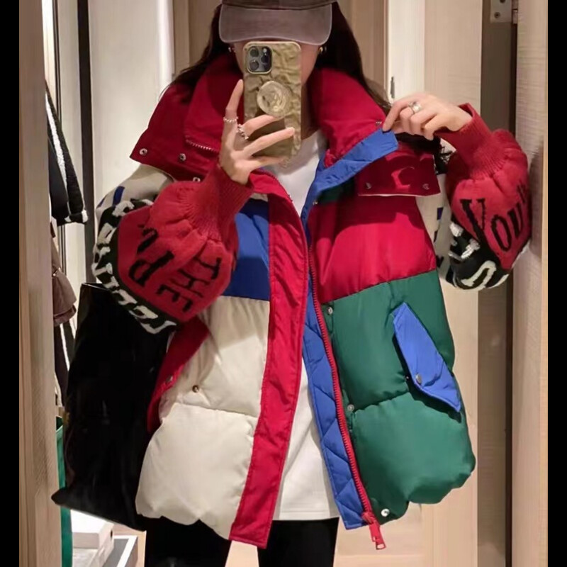 Μπουφάν με κουκούλα με φερμουάρ μακρυμάνικο γράμμα λουλούδι με επένδυση μοντέρνο χαλαρό, πλεκτό, νέα τάση, Φθινόπωρο και Χειμώνας, 2024