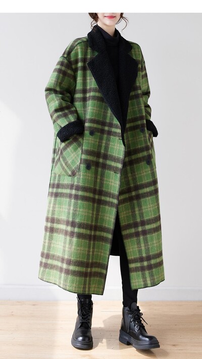 Jesen Zima Duga jakna Trenč kaput Ženski preveliki karirani kaput Ženski janjeći kaputi Modni plišani ženski kaputi s medvjedićima