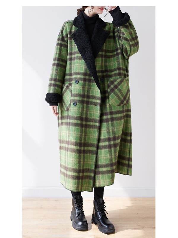 Jesen Zima Duga jakna Trenč kaput Ženski preveliki karirani kaput Ženski janjeći kaputi Modni plišani ženski kaputi s medvjedićima