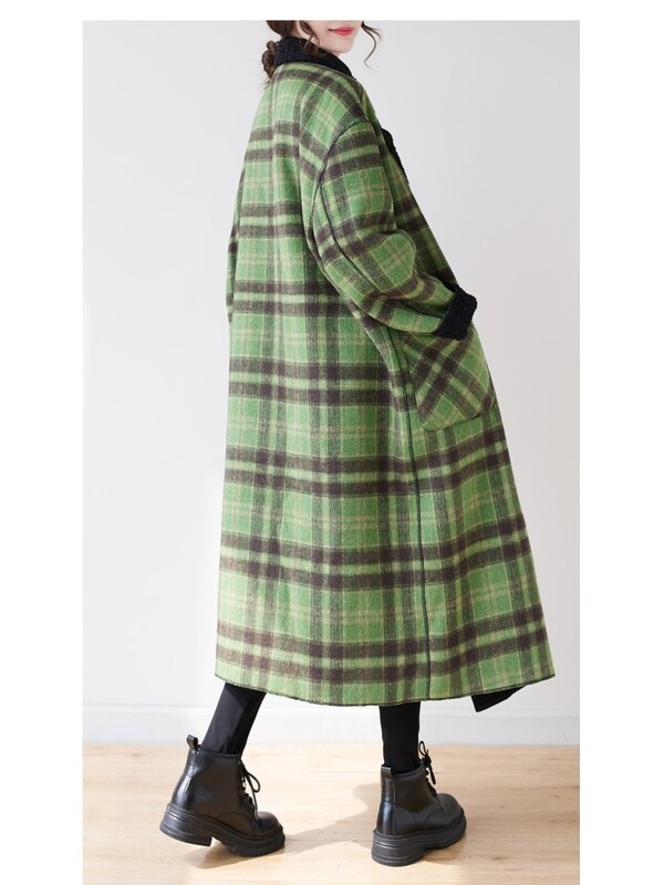 Jesen Zima Duga jakna Trenč kaput Ženski preveliki karirani kaput Ženski janjeći kaputi Modni plišani ženski kaputi s medvjedićima