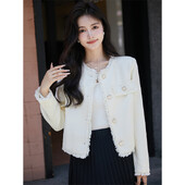 Naiste sügismood Temperament armastusnööbid O-kaelusega pikkade varrukatega kampsun mantel Naisteriided Kontorirõivad Naistele sobivad trendjakid