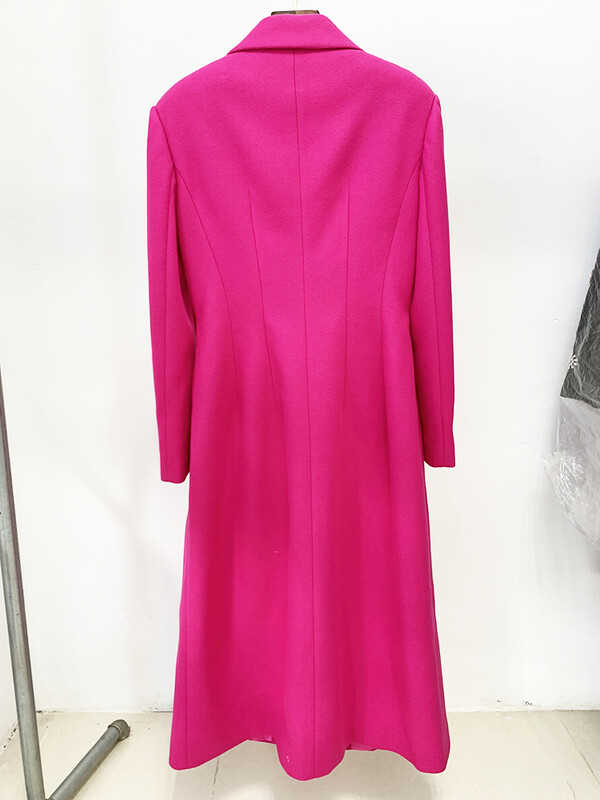 HIGH STREET Najnoviji modni dizajnerski kaput jesen-zima 2024. Ženski uski dugi kaput s mašnom od mješavine vune