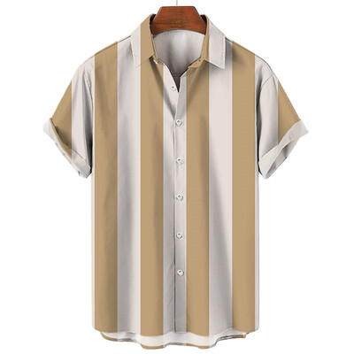 Muške prugaste havajske košulje s 3D printanim modnim gumbima s kratkim rukavima na rever Ulična odjeća Havajske bluze košulje za muškarce Ljeto